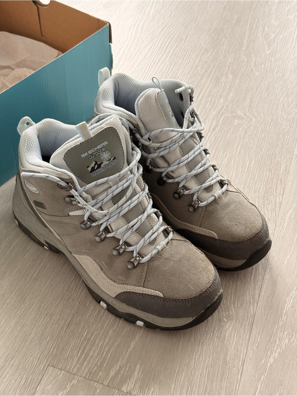 Skechers Men's Light Gray and Dark Gray Waterproof Hiking Boots